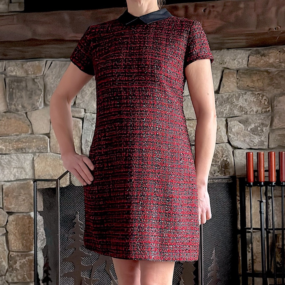 CHRISTMAS DRESS❗️
MAISON JULES Tweed Shift Christmas Dress, Black & Red - Sz. M